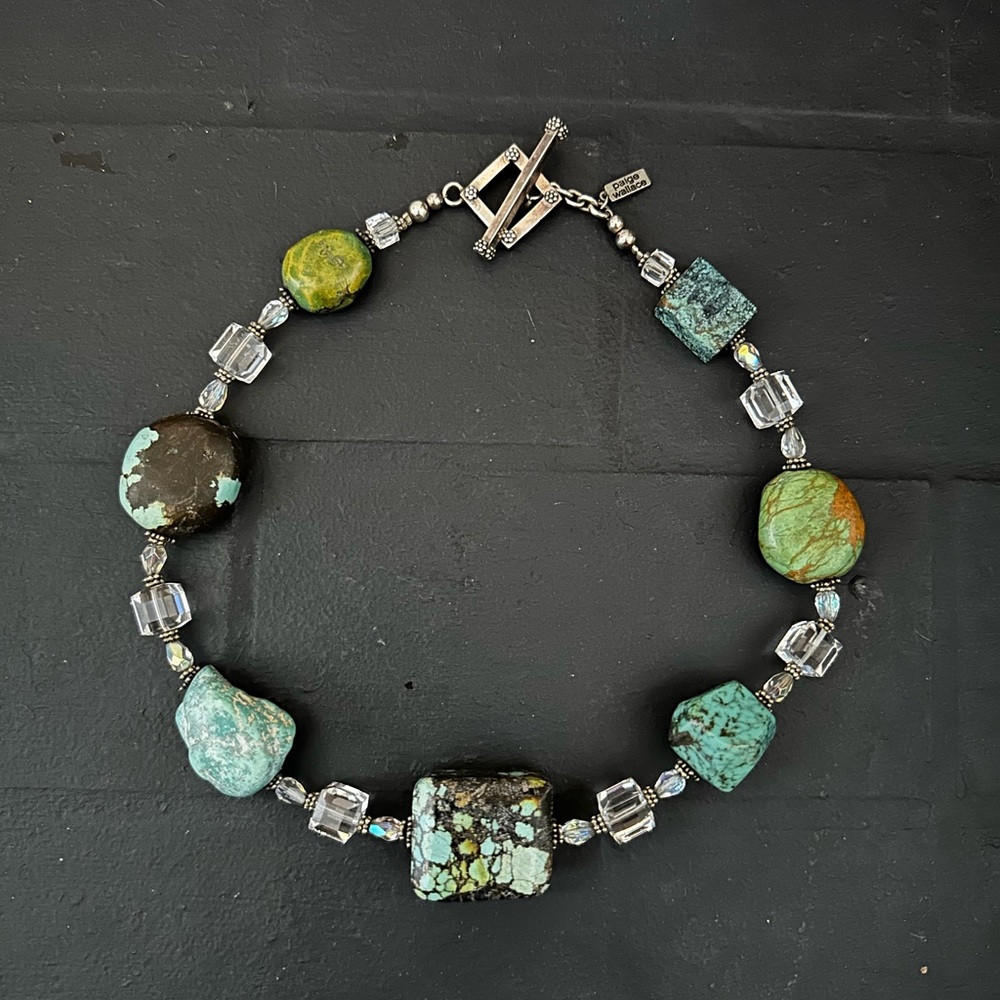 Artisan Turquoise and Green Gemstone Necklace